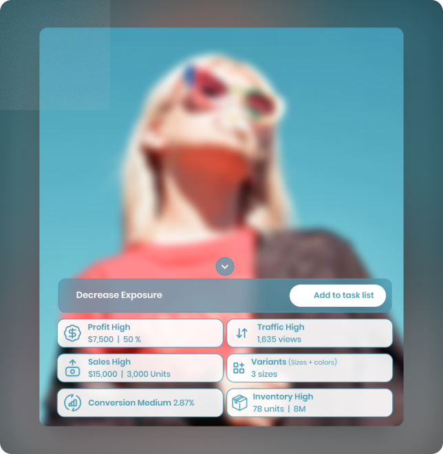 Fashion product with prioritized opportunities and commerce insights