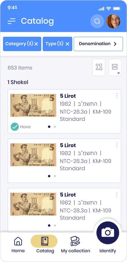 Compact catalog view showing multiple notes in a series